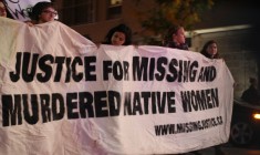 Protestors march at the 2013 Vigil for missing and murdered Aboriginal women.