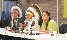 Right to left: Judy Da Sliva - Grassy Narrows Mother of 5 & grassroots mercury justice activist, Stan Beardy - Ontario Regional Chief, Roger Fobister Sr. - Grassy Narrows Chief