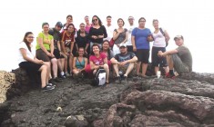 The Nicaragua Crew at the top of the Masaya Volcano in Managua, Nicaragua. Chelsea Moses Blackned, Brandi Taylor, Austin Georgekish, Shauna Simpson, Mike Mark, Neebin Atsynia, Jeremy Matches, Selena Blackned, Cheryl Danyluk, Cody Mark, Tristan Dearhouse, Alyssia Georgekish, Brittany Visitor, Carmen Plank