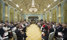 GG02-2017-0227-004
June 19, 2017
Ottawa, Ontario, Canada

His Excellency the Right Honourable David Johnston, Governor General of Canada, presented honours in recognition of outstanding Indigenous leadership to 29 recipients during a ceremony on Monday, June 19, 2017, at Rideau Hall.

The Right Honourable Justin Trudeau, Prime Minister of Canada, was in attendance, along with other dignitaries and special guests. Recipients were recognized with one of the following honours: the Order of Canada, the Meritorious Service Decorations (Civil Division), the Polar Medal, or the Sovereign’s Medal for Volunteers.

Credit: MCpl Vincent Carbonneau, Rideau Hall, OSGG